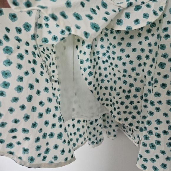 Rebecca Taylor Emerald Daisy Floral Print Dress 6 Flounce Ruffle Hem Sleeveless - Picture 7 of 10